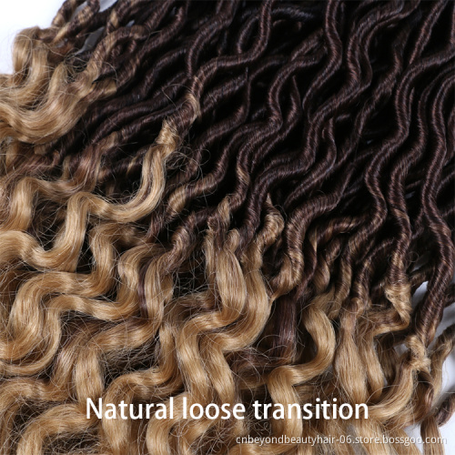 Synthetic Ombre wave  faux locs Spring Passion twist Crochet hair extension braids Curly ends
